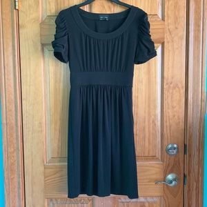 Women's size 2 Max and Cleo classy black knee length dress with ruched sleeves